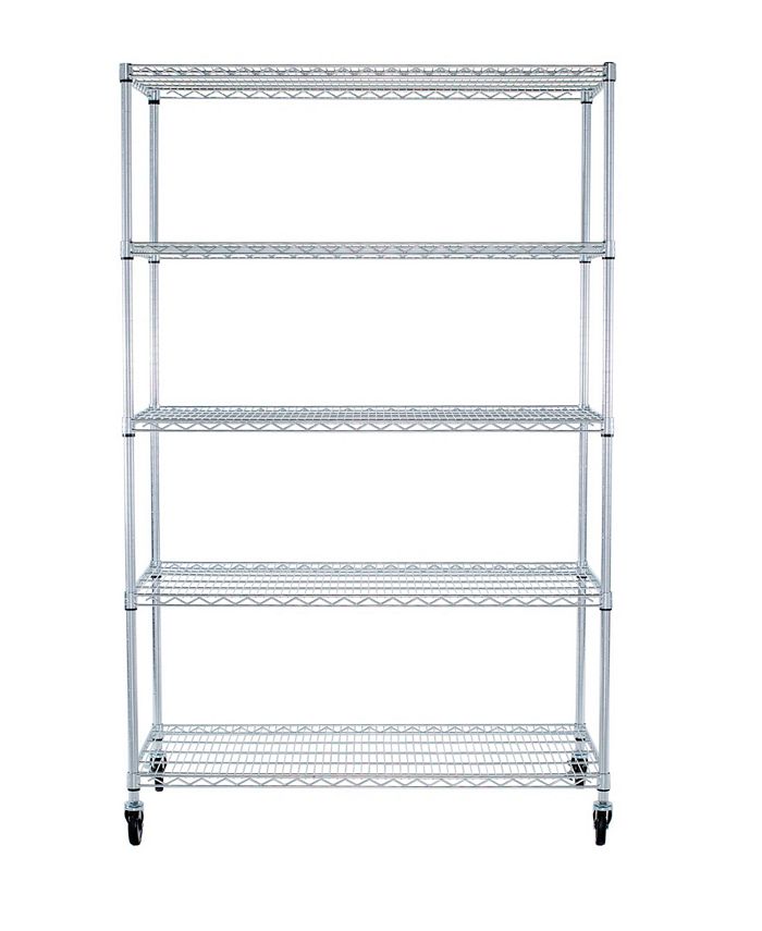 TRINITY Ecostorage 5Tier Wire Shelving Rack with NSF Includes Wheels