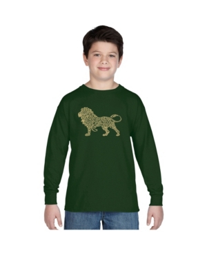 image of La Pop Art Boy-s Word Art Long Sleeve T-Shirt - Lion