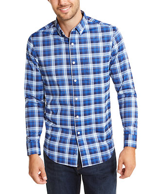Club Room Men's Performance Plaid Shirt with Pocket, Created for Macy's ...