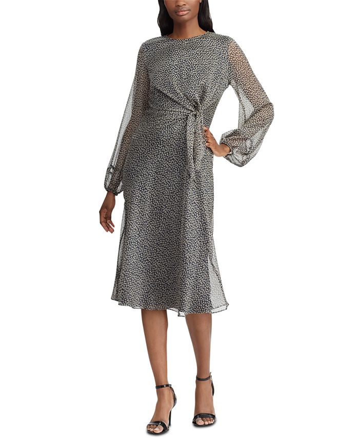 lauren ralph lauren botanical print georgette gown