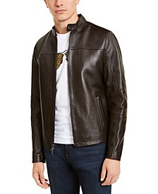 Men's Leather Racer Jacket, Created for Macy's