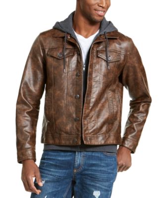 American Rag Men's Faux Leather Trucker Jacket, Created for Macy's ...
