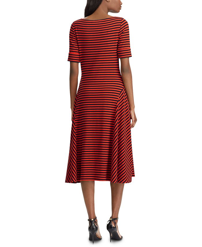 Lauren Ralph Lauren Petite Stripe-Print Fit & Flare Dress - Macy's