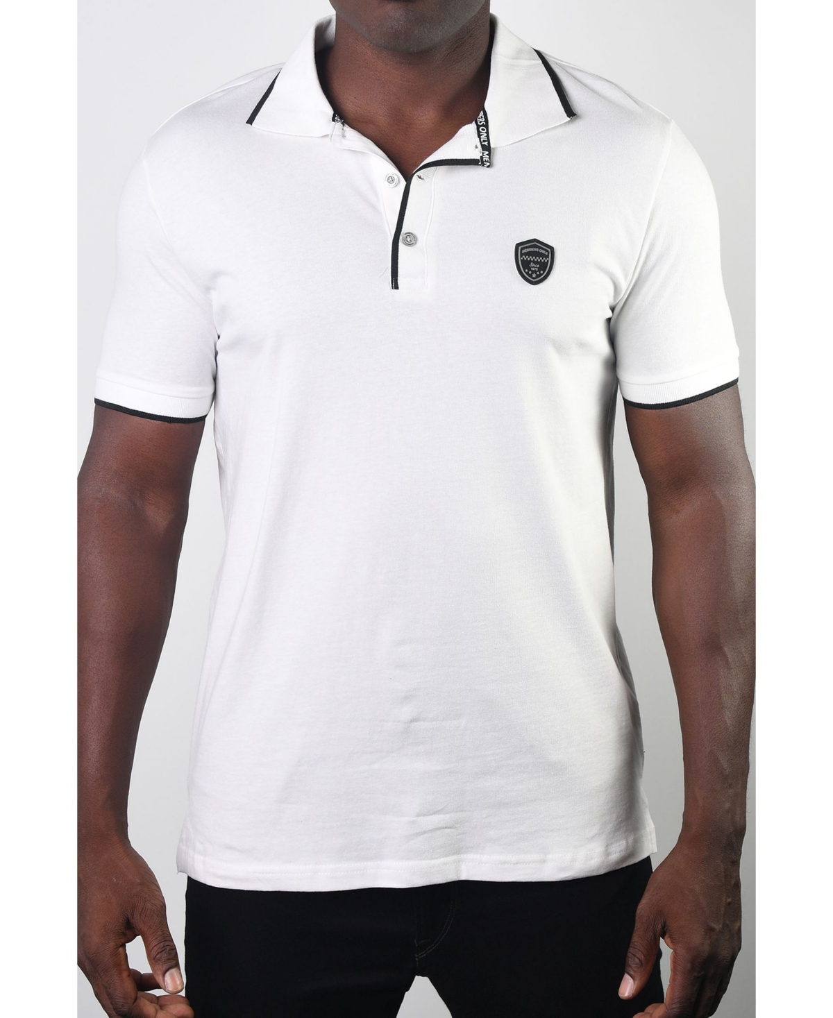 Men's Basic Short Sleeve Logo Botton Polo - White