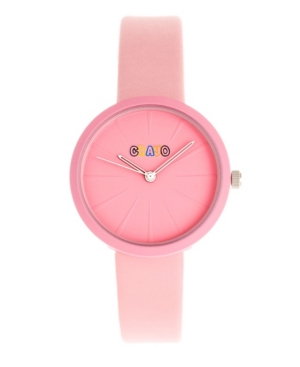 image of Crayo Unisex Blade Pink Leatherette Strap Watch 37mm