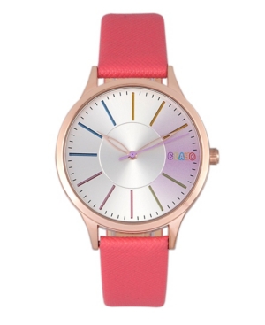 image of Crayo Unisex Gel Coral Leatherette Strap Watch 35mm