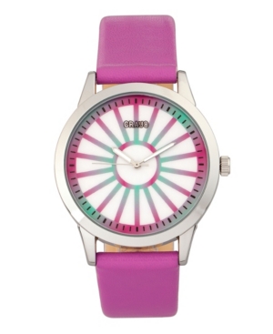 image of Crayo Unisex Electric Fuchsia Leatherette Strap Watch 41mm