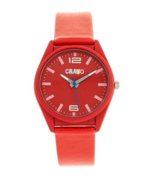 image of Crayo Unisex Dynamic Red Leatherette Strap Watch 36mm