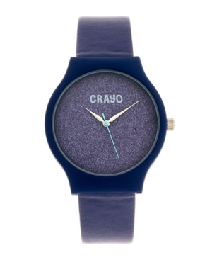 image of Crayo Unisex Glitter Blue Leatherette Strap Watch 36mm