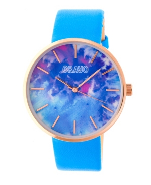 image of Crayo Unisex Swirl Powdered Blue Leatherette Strap Watch 42mm