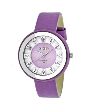 image of Crayo Unisex Celebration Lavender Genuine Leather Strap Watch 38mm