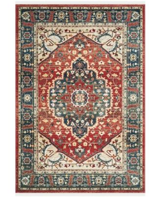 Chloe LRL1221A Red and Navy 5'1" X 7'6" Area Rug