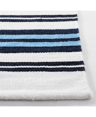 Leopold Stripe LRL2462B White and French Blue 8' X 10' Outdoor Area Rug
