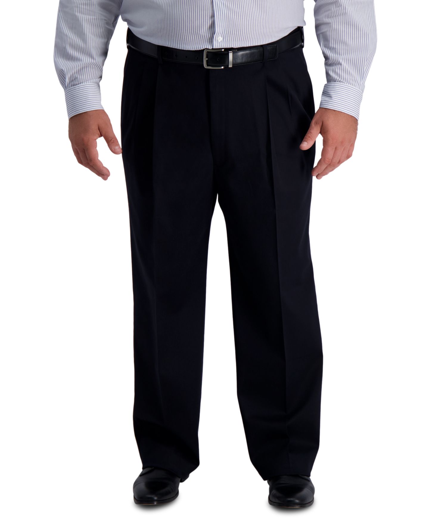 Мужские брюки Haggar Big & Tall Iron Free Premium Khaki Classic-Fit Pleated Pant, цвет: Чёрный — фото 1