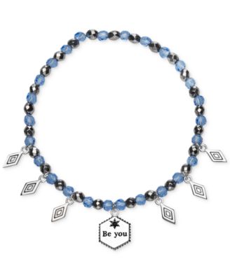 Disney Children's Frozen Elsa Crystal and Hematite Bead Bangle Bracelet in Sterling Silver