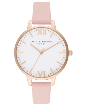 image of Olivia Burton Women-s Dusty Pink Leather Strap Watch 34mm