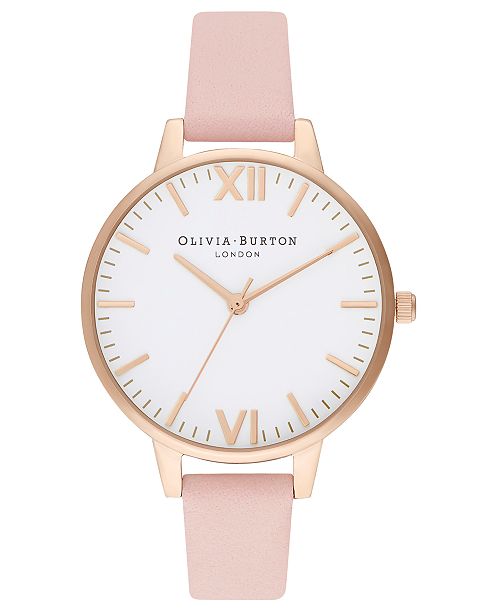 Olivia Burton Women S Dusty Pink Leather Strap Watch 34mm Reviews Watches Jewelry Watches Macy S