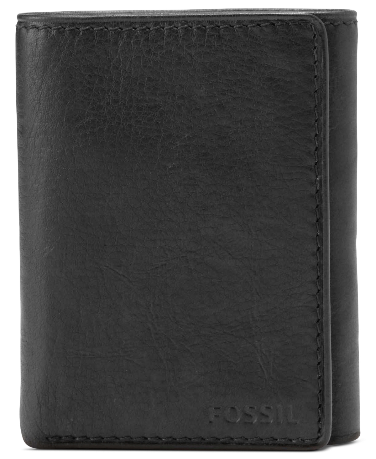 Men's Fossil Ingram Extra Capacity Trifold Leather Wallet - BLACK