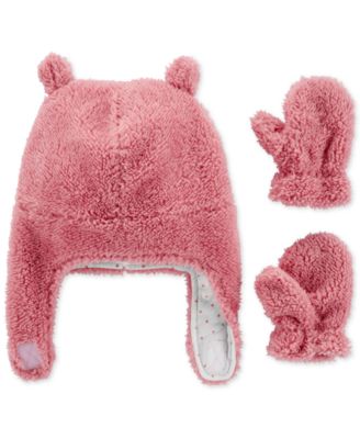 baby fleece hat and mittens