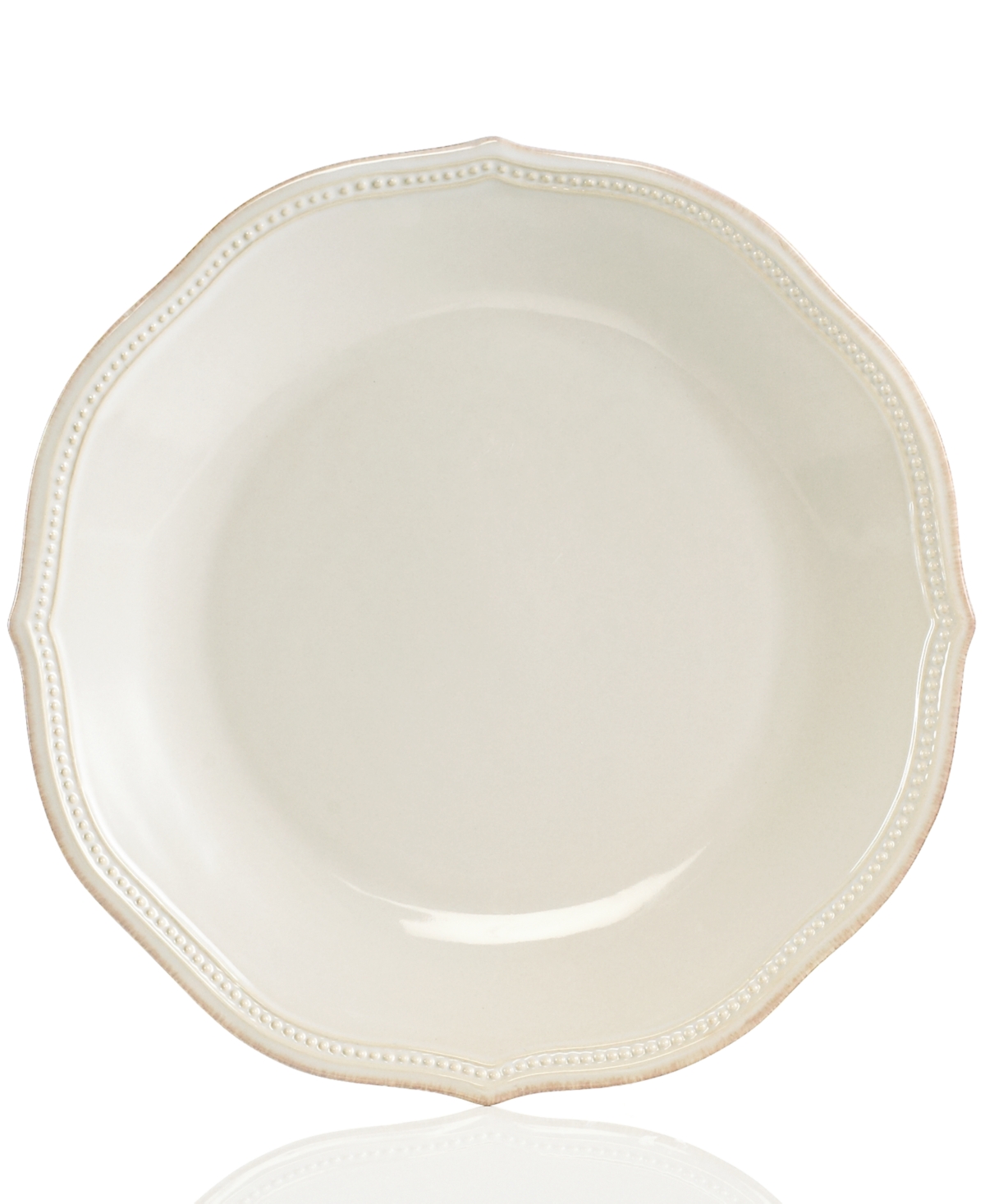 Dinnerware, French Perle Bead White Dinner Plate - WHITE