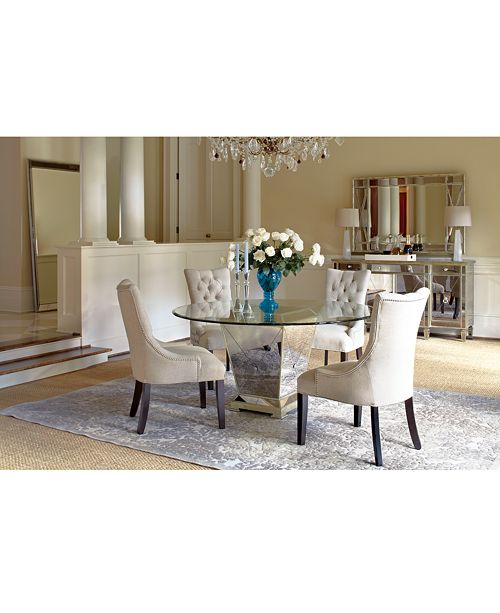 Furniture Marais Round Dining Room Furniture Collection, Mirrored