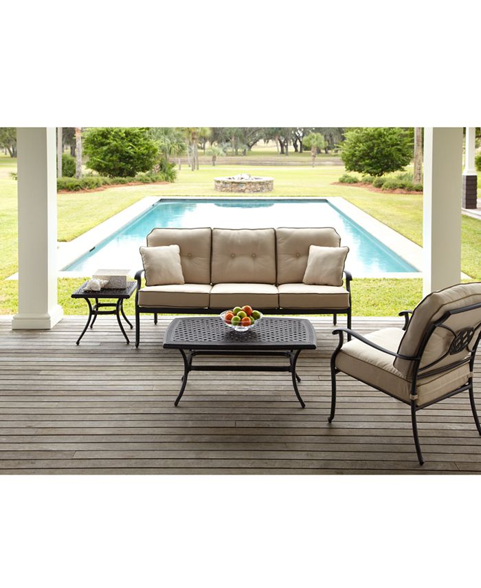 Furniture Bellingham Outdoor Cast Aluminum 4Pc. Seating Set (1 Sofa, 2 Club Chairs and 1 Coffee