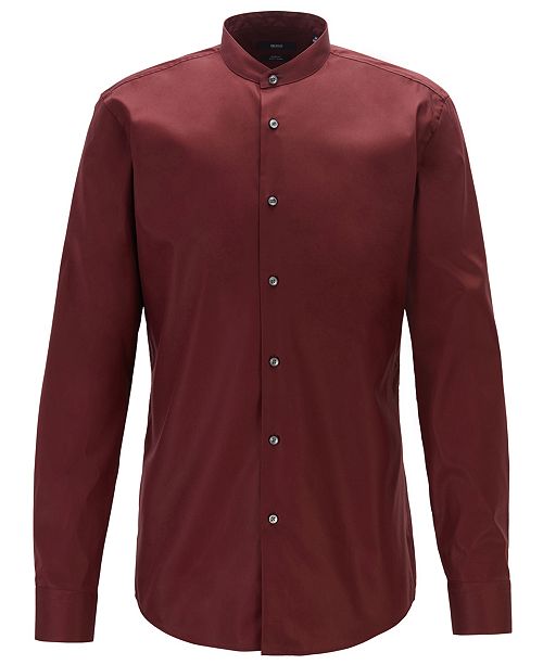 Boss Men S Jordi Slim Fit Stand Collar Easy Iron Cotton Shirt