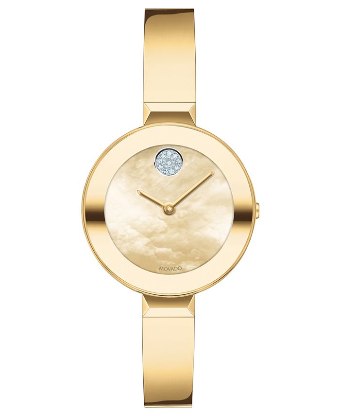 Movado - Women's Swiss Bold Gold Ion-Plated Stainless Steel Bangle Bracelet Watch 28mm