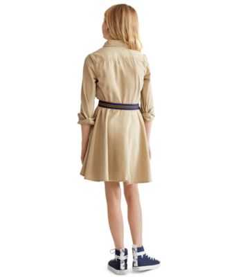 belted cotton chino shirtdress