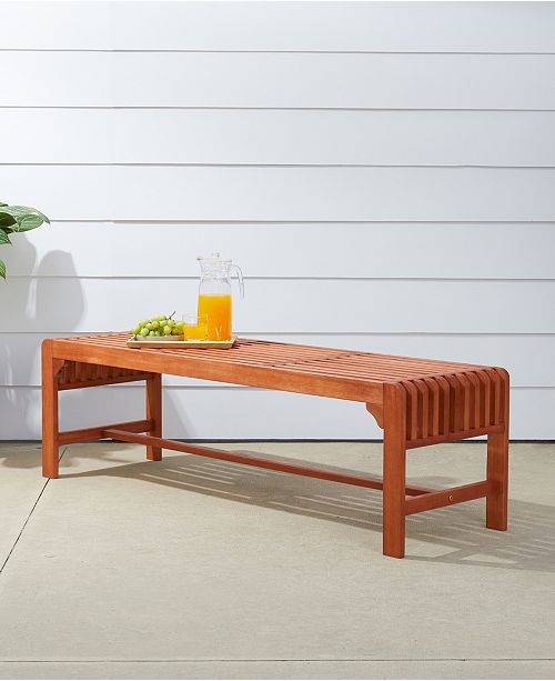 Vifah Malibu Outdoor Patio Wood Backless Garden Bench Reviews