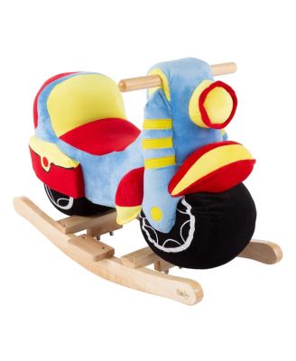 Happy Trails - Rocking Motorcycle Toy - Kids Plush Stuffed Ride On Wooden Rocker and Handles - Fun for Boys, Girls, Toddlers by
