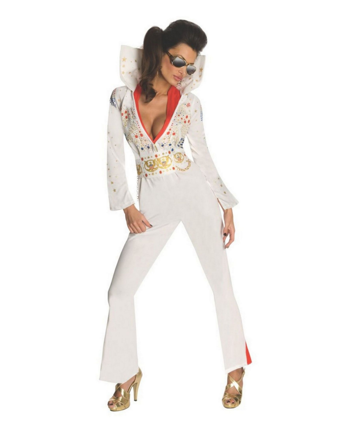 Women's Sassy Elvis Adult Costume - White