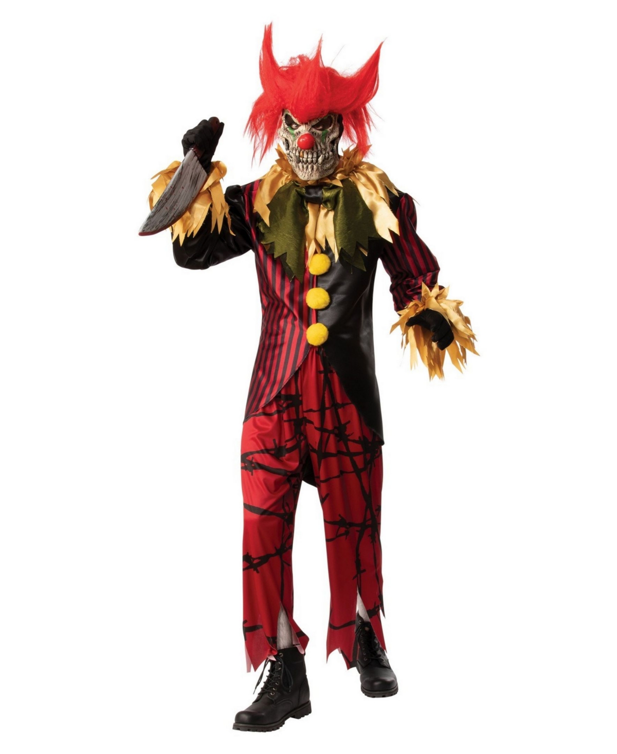 Men's Crazy Clown Adult Costume - Red