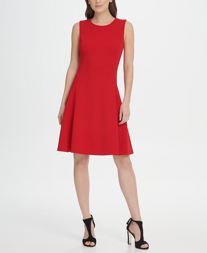 DKNY Sleeveless Crepe Fit Flare Dress - Macy's