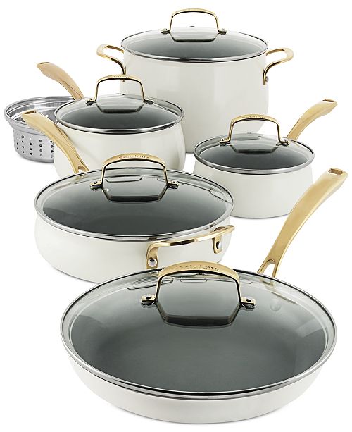 Belgique Aluminum 11 Pc White Cookware Set Created For Macy S