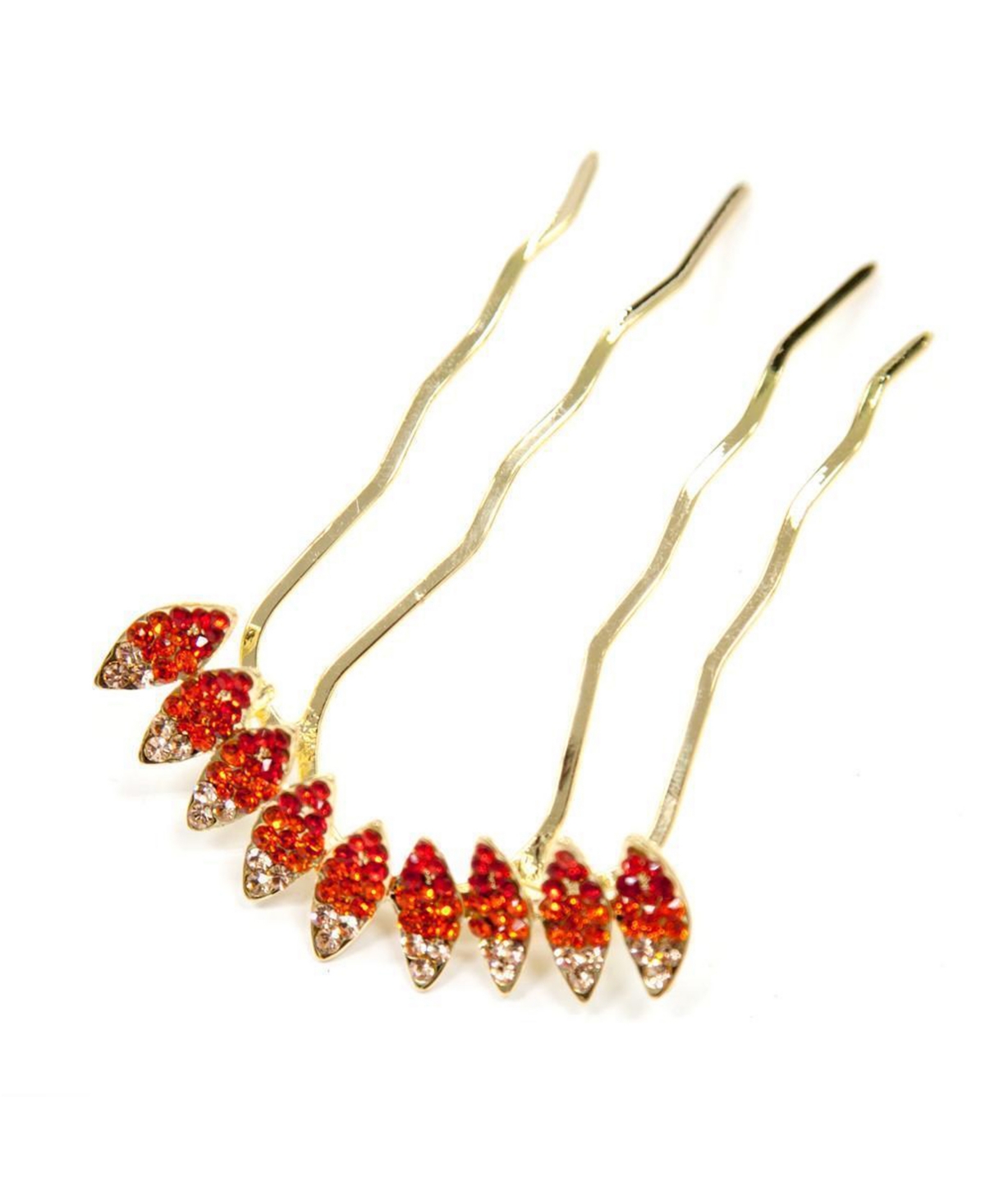 Crystal Bejeweled Hair Stick - Red