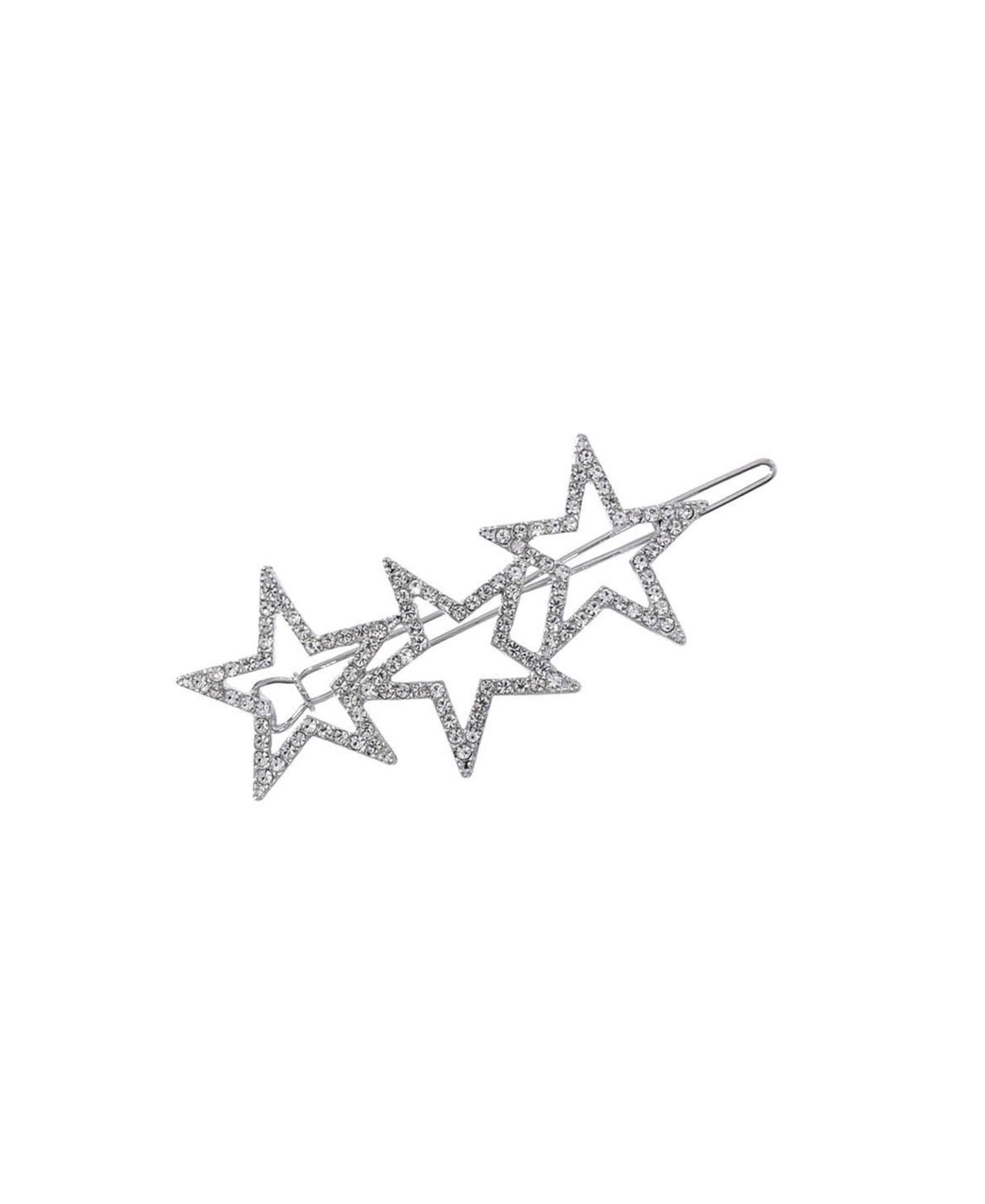 Женская заколка Soho Style Curved Sparkling Stars Barrette, цвет: Серебряный — фото 1
