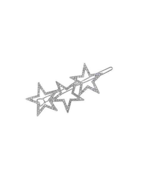 Женская заколка Soho Style Curved Sparkling Stars Barrette, цвет: Серебряный