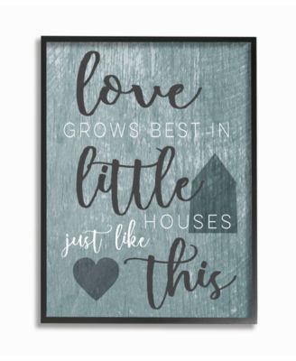 Love Grows Best In Little Houses Gray Illustration Framed Giclee Art, 11" x 14"