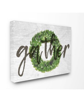 Gather Boxwood Wreath Typography Canvas Wall Art, 16" x 20"