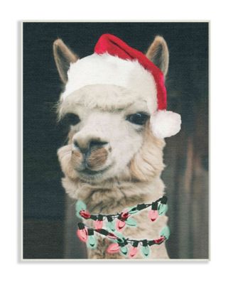 Christmas Llama Wall Plaque Art, 10" x 15"