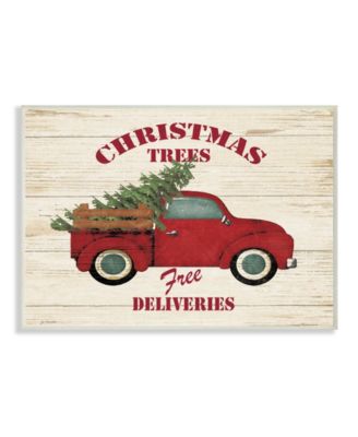 Merry Christmas Vintage-Inspired Tree Truck Wall Plaque Art, 10" x 15"