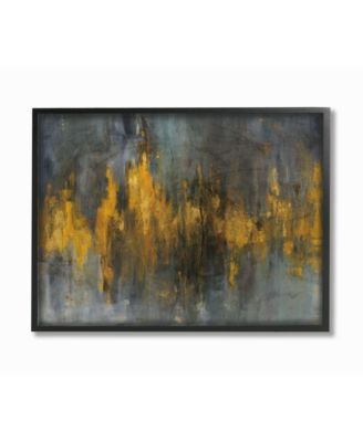 Black and Gold Abstract Fire Framed Giclee Art, 11" x 14"