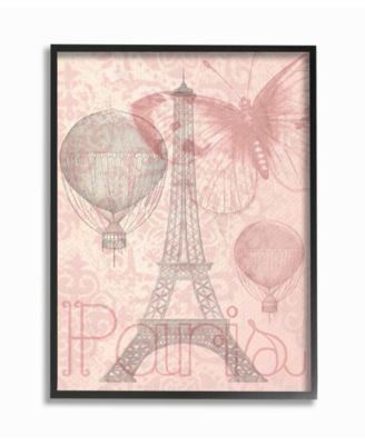 Eiffel Tower Hot Air Balloon Paris Framed Giclee Art, 16" x 20"