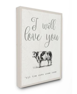 Love You Till The Cows Come Home Canvas Wall Art, 24" x 30"