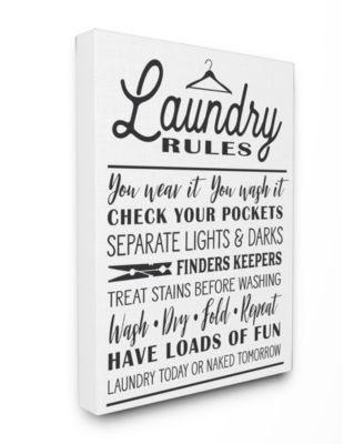 Laundry Rules with Hanger Typography Canvas Wall Art, 24" x 30"