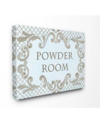 Home Decor Powder Room Aqua and Gold Lattice Bathroom Canvas Wall Art, 24" x 30"