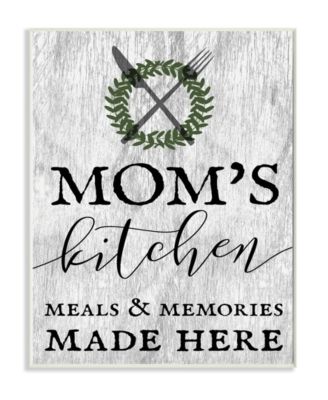 Mom's Kitchen Meals and Memories Wall Plaque Art, 10" x 15"