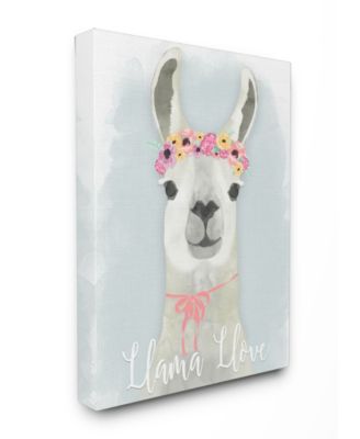 Llama Love Pink Flower Tiara Canvas Wall Art, 30" x 40"