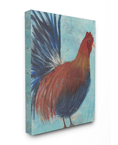 Stupell Industries Rooster Painting Distressed Surface Canvas Wall